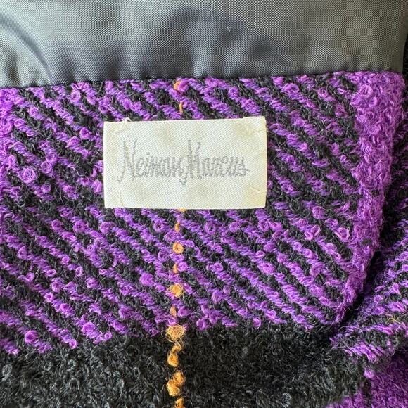 HERBERT GROSSMAN Vintage USA Nubby Jacket Women's Size 10 Purple Black Plaid - Picture 12 of 14